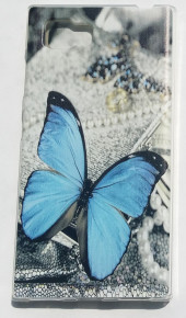 Силиконов гръб ТПУ за LENOVO Vibe Z2 сив със синя пеперуда